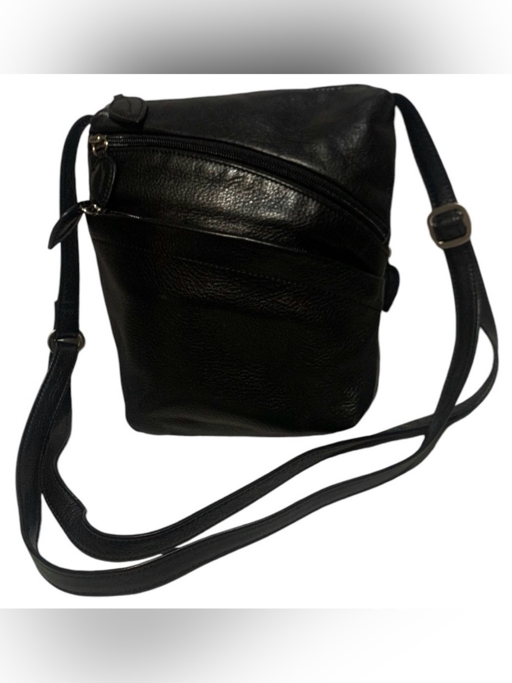 Osgoode Marley Black Soft Leather Crossbody Bag Slouchy Zip Shoulder